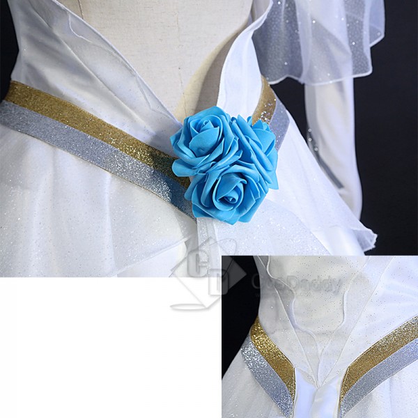 Game League of Legends LoL Crystal Rose Lux Cosplay Costume Wedding Dress With Veil