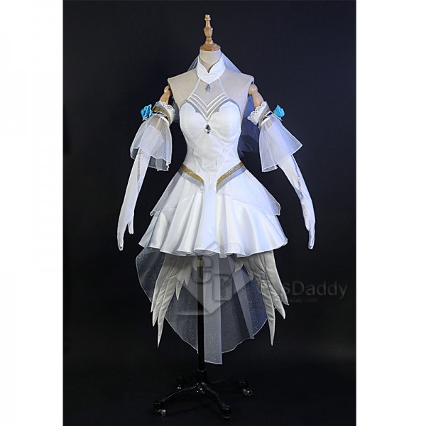 Game League of Legends LoL Crystal Rose Lux Cosplay Costume Wedding Dress With Veil