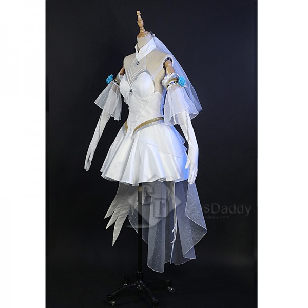 Game League of Legends LoL Crystal Rose Lux Cosplay Costume Wedding Dress With Veil