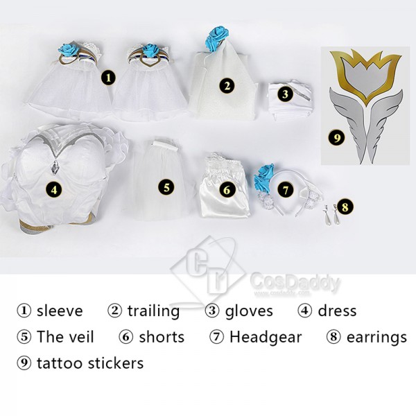 Game League of Legends LoL Crystal Rose Lux Cosplay Costume Wedding Dress With Veil