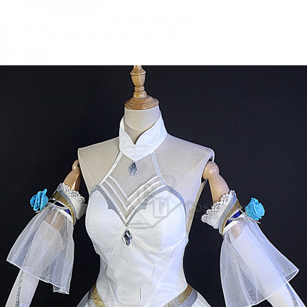 Game League of Legends LoL Crystal Rose Lux Cosplay Costume Wedding Dress With Veil