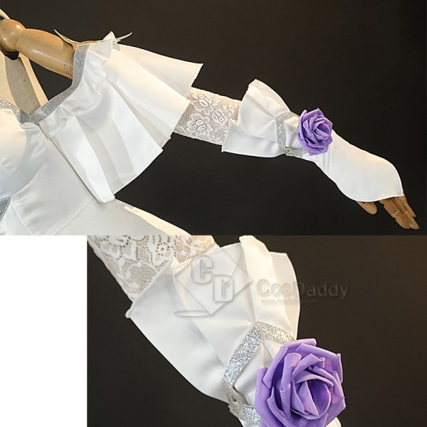 Game League of Legends LoL Crystal Rose Sona Skin Cosplay Costume White Dress