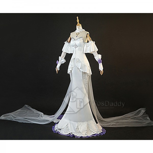 Game League of Legends LoL Crystal Rose Sona Skin Cosplay Costume White Dress