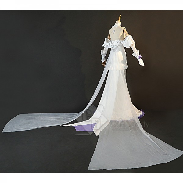 Game League of Legends LoL Crystal Rose Sona Skin Cosplay Costume White Dress