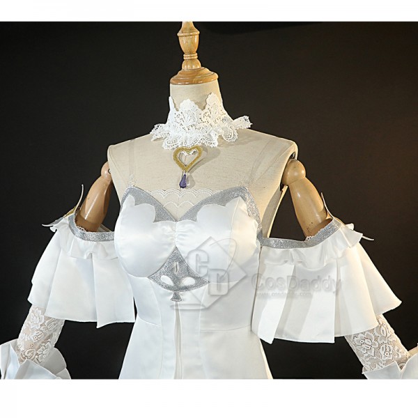 Game League of Legends LoL Crystal Rose Sona Skin Cosplay Costume White Dress