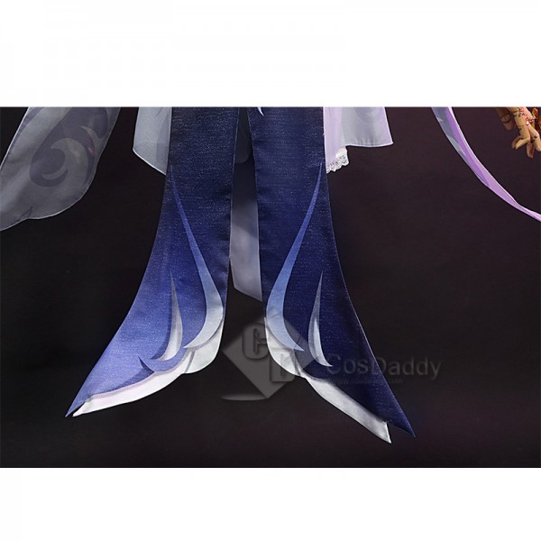 Genshin Impact Ningguang Orchids Evening Gown Cosplay Costume Blue Dress Chinese Qipao