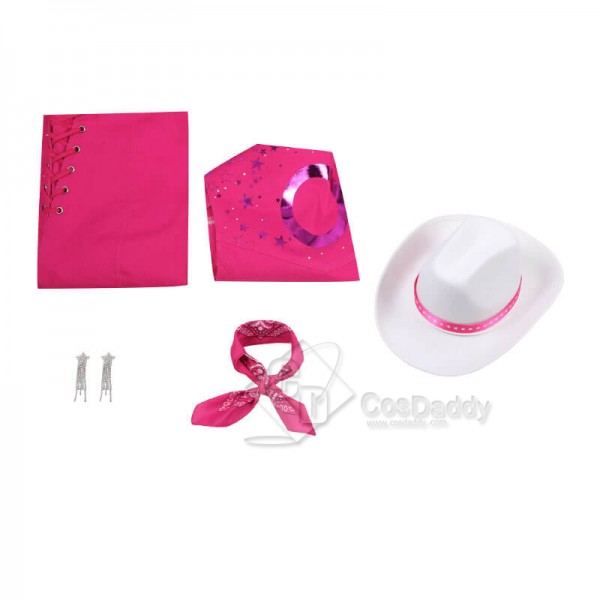 Barbie Cowgirl Outfit 2023 Barbie Margot Robbie Pink Cosplay Costume CosDaddy