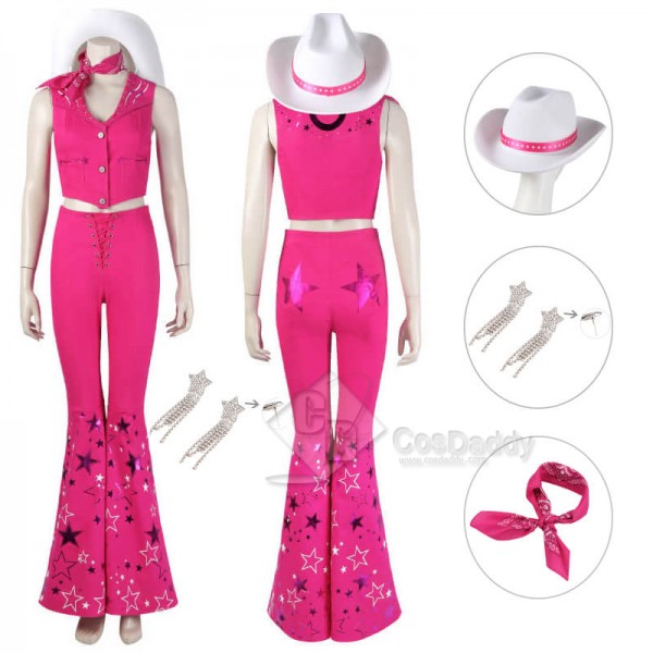 Barbie Cowgirl Outfit 2023 Barbie Margot Robbie Pink Cosplay Costume CosDaddy