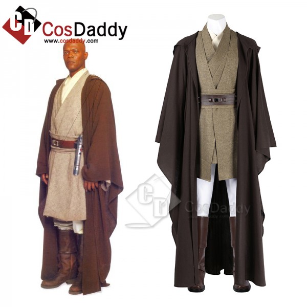 Star Wars Attack of the Clones Mace Windu Cosplay Costume Halloween Suit