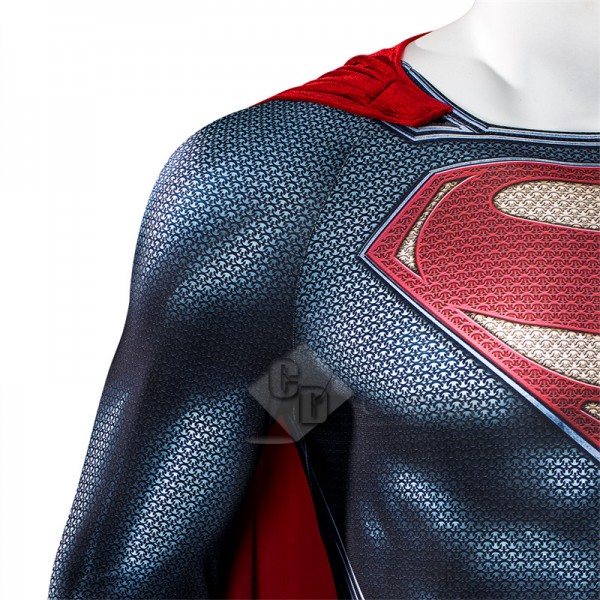 2022 New Superman Man of Steel Clark Kent Cosplay Costume Superhero Jumpsuit Cape