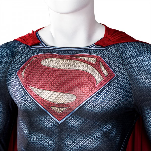 2022 New Superman Man of Steel Clark Kent Cosplay Costume Superhero Jumpsuit Cape