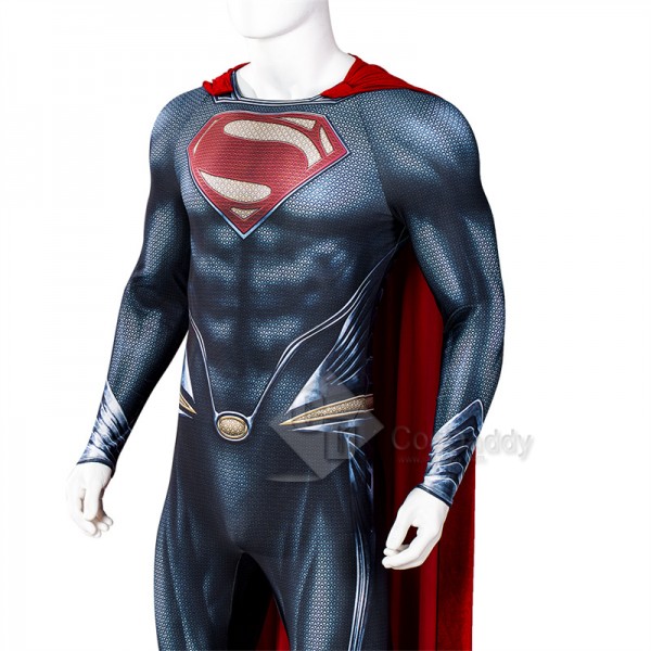 2022 New Superman Man of Steel Clark Kent Cosplay Costume Superhero Jumpsuit Cape