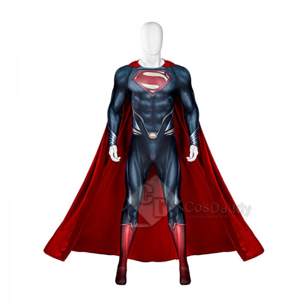 2022 New Superman Man of Steel Clark Kent Cosplay Costume Superhero Jumpsuit Cape