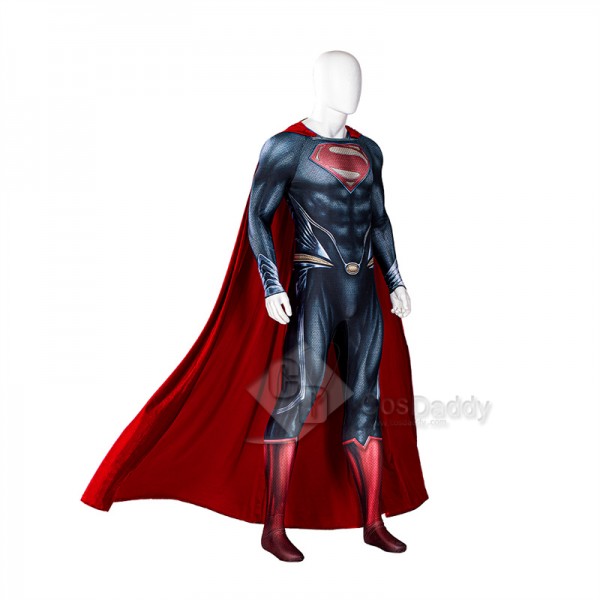 2022 New Superman Man of Steel Clark Kent Cosplay Costume Superhero Jumpsuit Cape