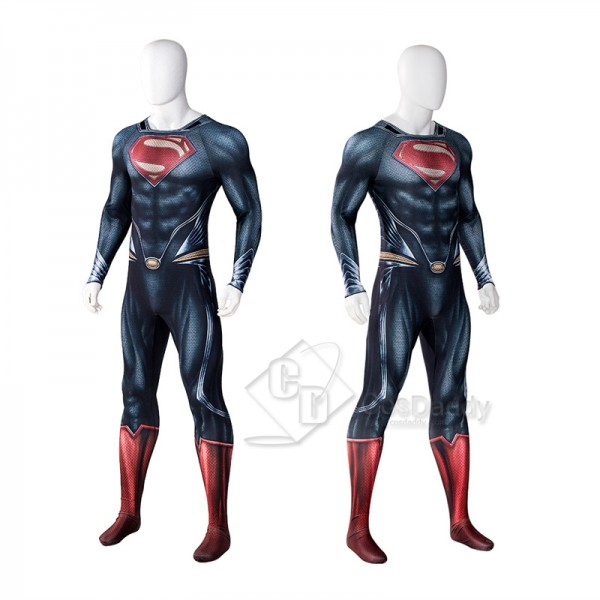 2022 New Superman Man of Steel Clark Kent Cosplay Costume Superhero Jumpsuit Cape