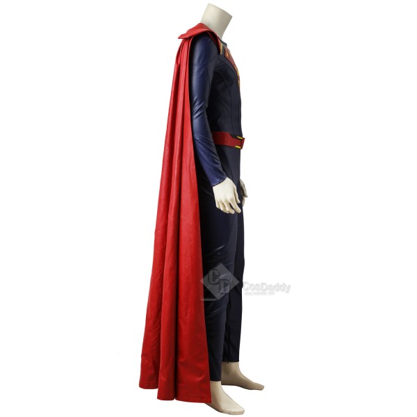Cosdaddy Supergirl Kal-El Superman Clark Kent Cosplay Costume Battle Suit Uniform for Men