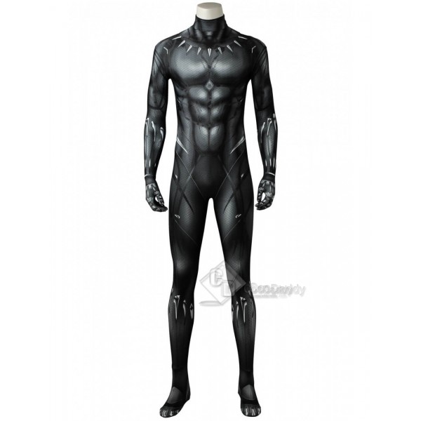 Cosdaddy Black Panther T'Challa Cosplay Costume Black Battle Jumpsuit Uniform for Men