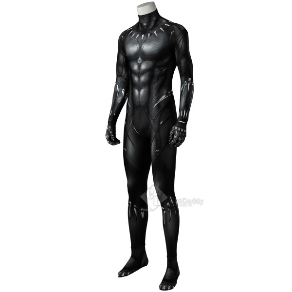 Cosdaddy Black Panther T'Challa Cosplay Costume Black Battle Jumpsuit Uniform for Men