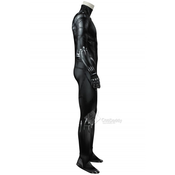 Cosdaddy Black Panther T'Challa Cosplay Costume Black Battle Jumpsuit Uniform for Men