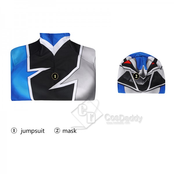 Power Rangers Kishiryu Sentai Ryusoulger Cosplay Costume Blue Ranger Jumpsuit Bodysuit