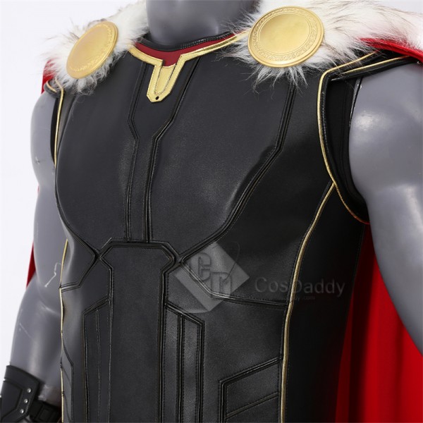 2022 Thor 4 Love and Thunder Cosplay Costume Thor Black Suit With Fur Collar