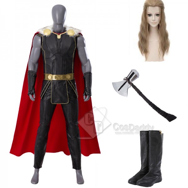 2022 Thor 4 Love and Thunder Cosplay Costume Thor Black Suit With Fur Collar