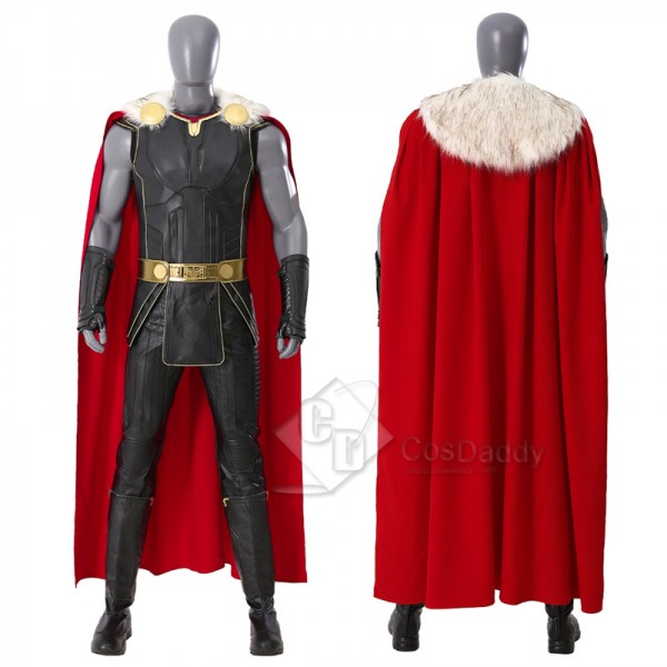 2022 Thor 4 Love and Thunder Cosplay Costume Thor Black Suit With Fur Collar