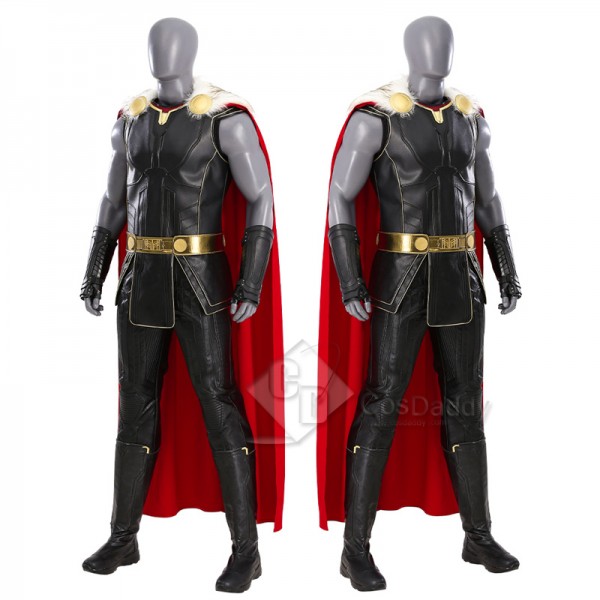 2022 Thor 4 Love and Thunder Cosplay Costume Thor Black Suit With Fur Collar