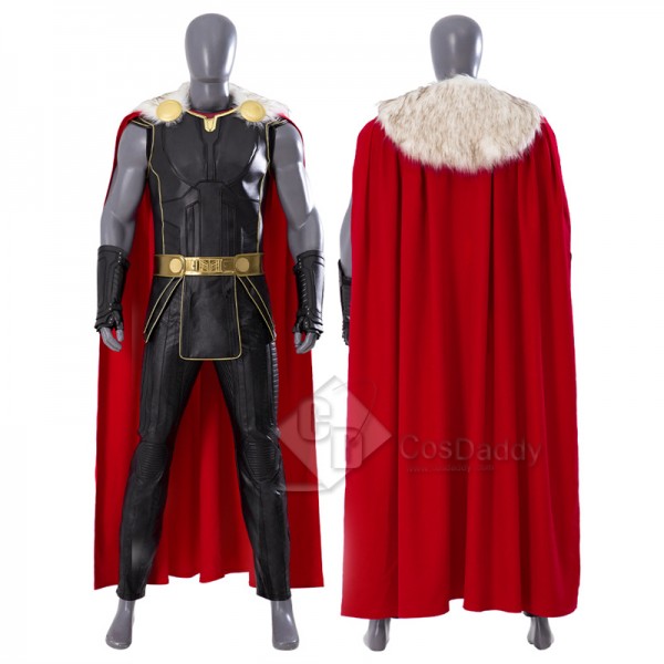 2022 Thor 4 Love and Thunder Cosplay Costume Thor Black Suit With Fur Collar