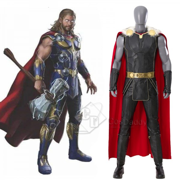 2022 Thor 4 Love and Thunder Cosplay Costume Thor Black Suit With Fur Collar