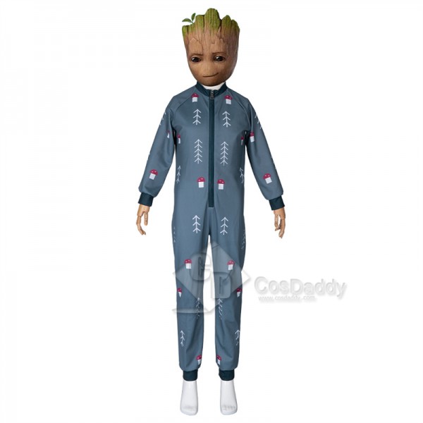 2022 Guardians Of The Galaxy I Am Groot Cosplay Costume Kids Groot  Jumpsuit