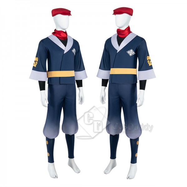 Anime Pokémon Legends: Arceus Male Grotagonist Rei Cosplay Costume Halloween Carnival Suit