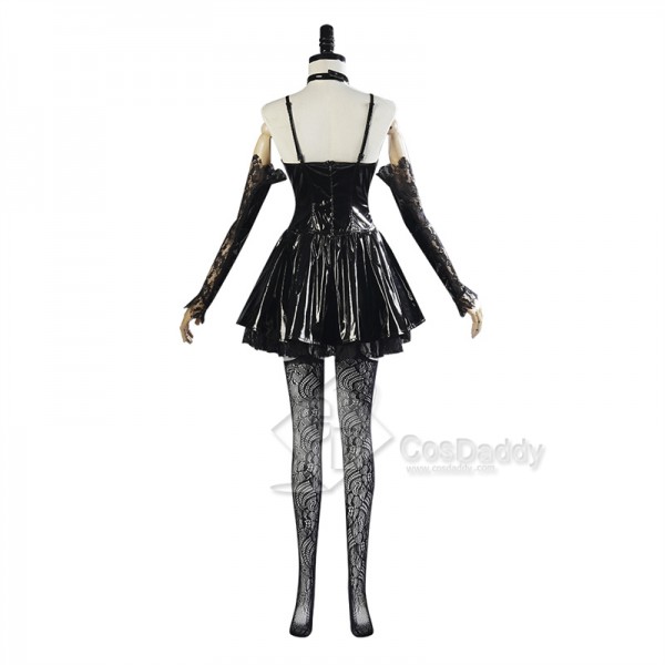 Anime Death Note Misa Amane Cosplay Costume Black Gothic Leather Dress Halloween Suit