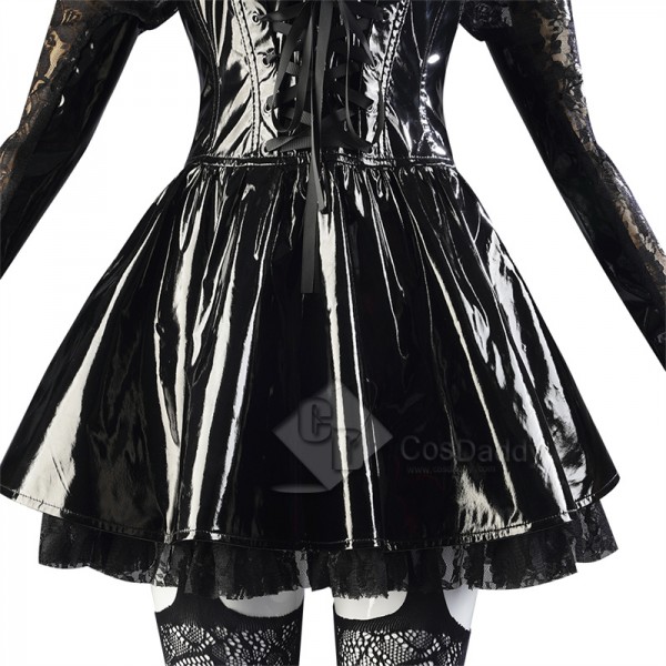 Anime Death Note Misa Amane Cosplay Costume Black Gothic Leather Dress Halloween Suit