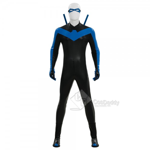 Cosdaddy Comic Nightwing Dick Grayson Cosplay Costume Nightwing Leather Jumpsuit