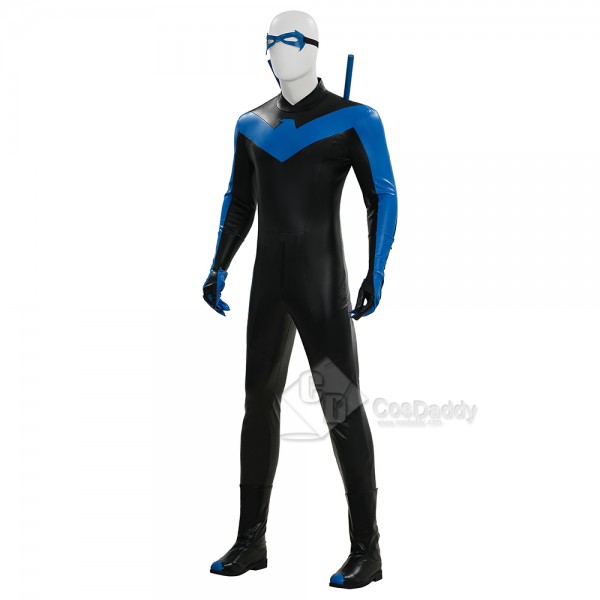 Cosdaddy Comic Nightwing Dick Grayson Cosplay Costume Nightwing Leather Jumpsuit