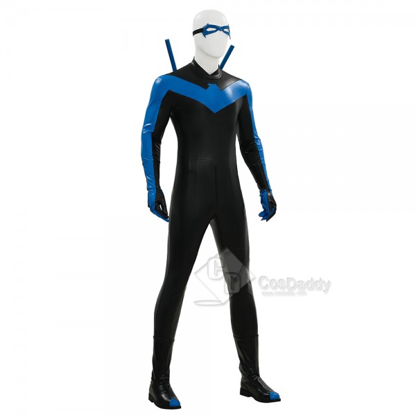 Cosdaddy Comic Nightwing Dick Grayson Cosplay Costume Nightwing Leather Jumpsuit