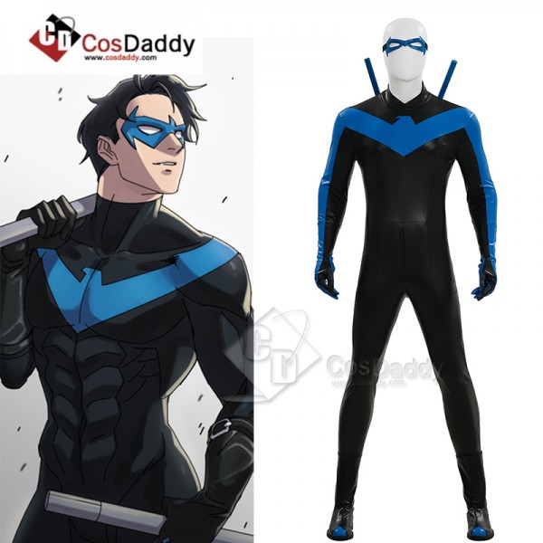 Cosdaddy Comic Nightwing Dick Grayson Cosplay Costume Nightwing Leather Jumpsuit