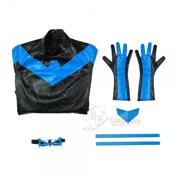 Cosdaddy Comic Nightwing Dick Grayson Cosplay Costume Nightwing Leather Jumpsuit