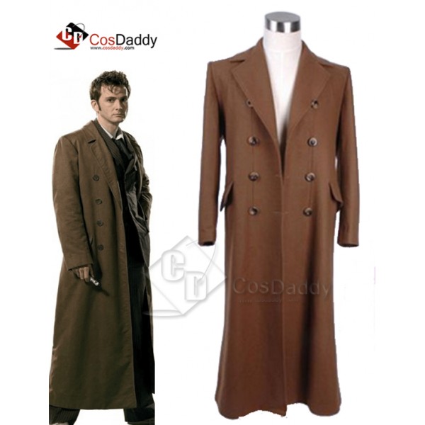 Doctor  Who Tenth 10th Doctor Wool Trench Coat Costume 