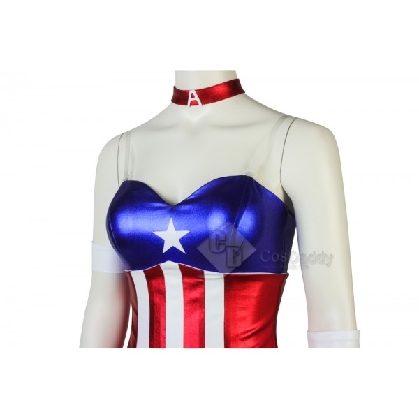Captain America Bare Shoulders Girl's Dressing Cosplay Costume