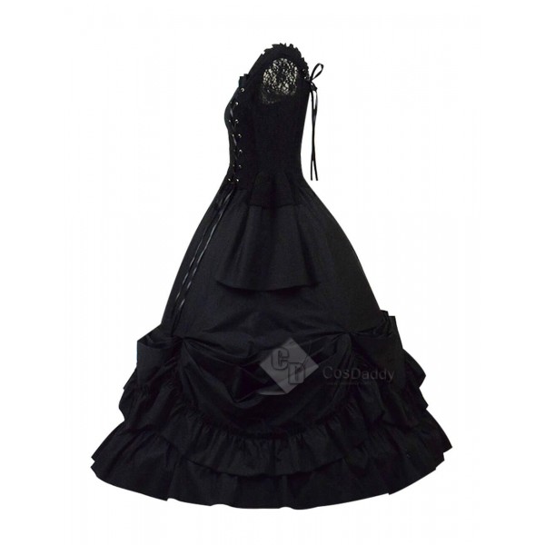  Cheap Black Gothic Lolita Dress Cosplay Costume For Sale