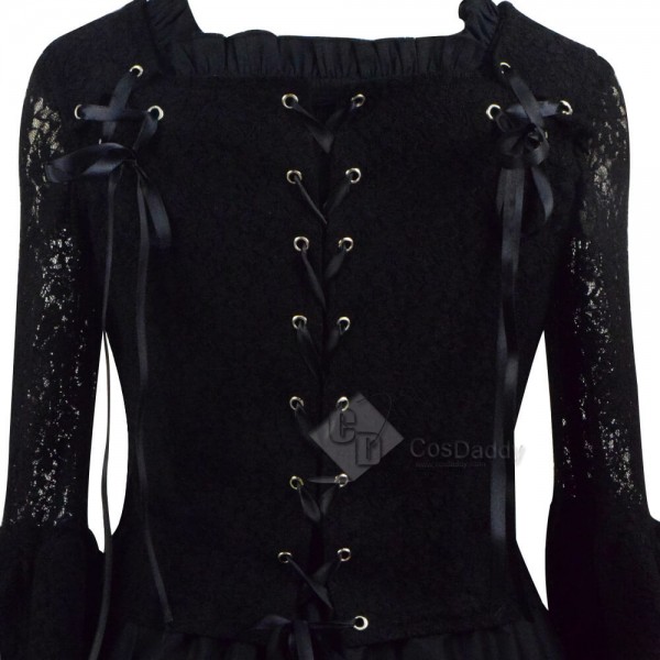  Cheap Black Gothic Lolita Dress Cosplay Costume For Sale