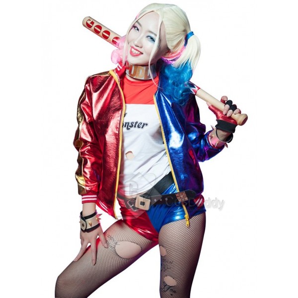 Suicide Squad Movie Costume Harley Quinn  Jacket Shorts Suit