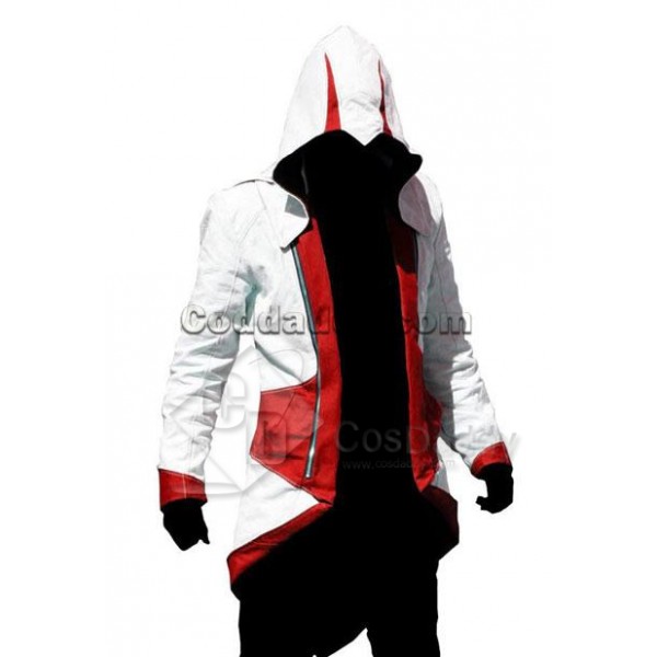 Assassin's Creed III Connor Kenway Coat Jacket Hoodie White Red Cosplay Costume