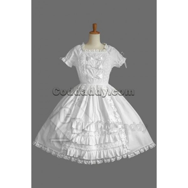 Gothic Lolita Dress Short-Sleeve Maid's Uniform White Cosplay Costume