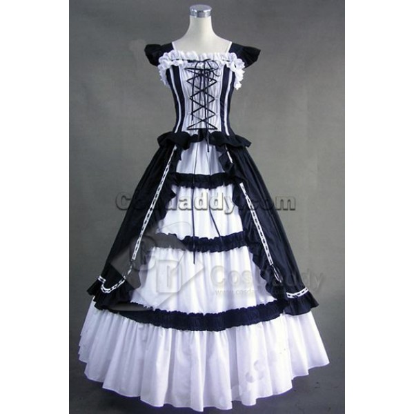 Victorian Gothic Lolita Cotton Dress Ball Gown Cos...