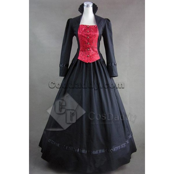 Gothic Victorian Brocaded Jacquard Dress Gown Cosp...