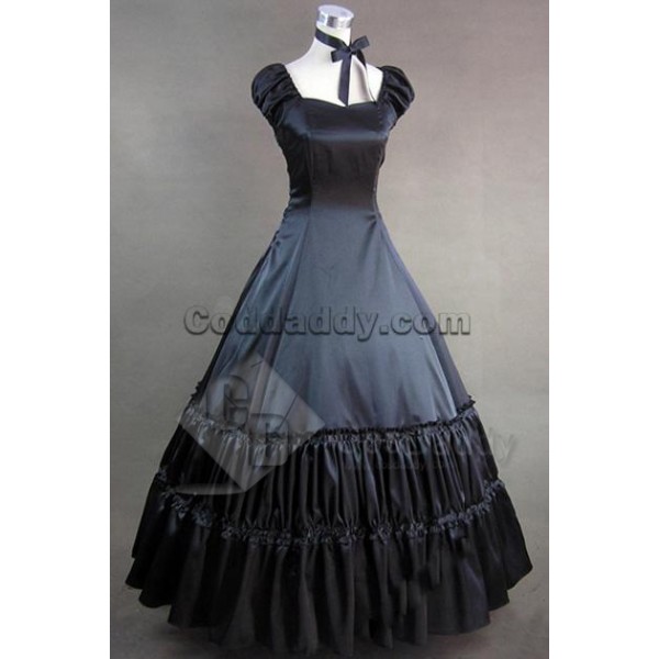 Civil War Gothic Lolita Satin Gown Dress Prom Cosp...
