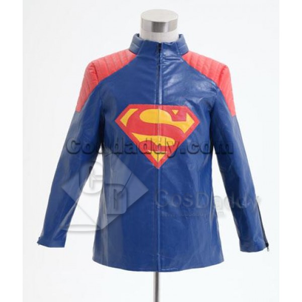 Smallville Superman Blue Leather Jacket Cosplay Co...